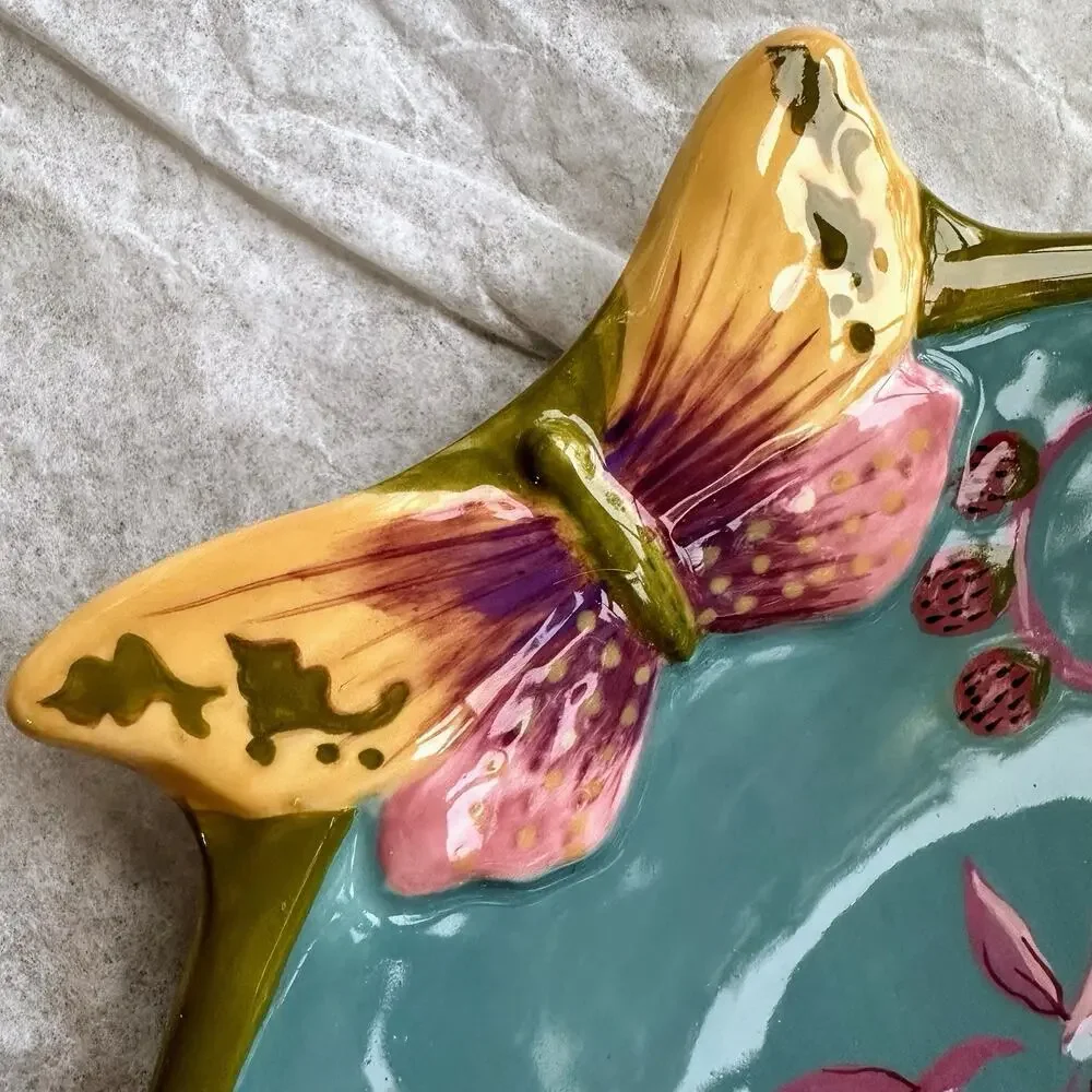 Tracy Porter Papillon Collection LARGE Platter Butterfly Floral Nature Blue WOW